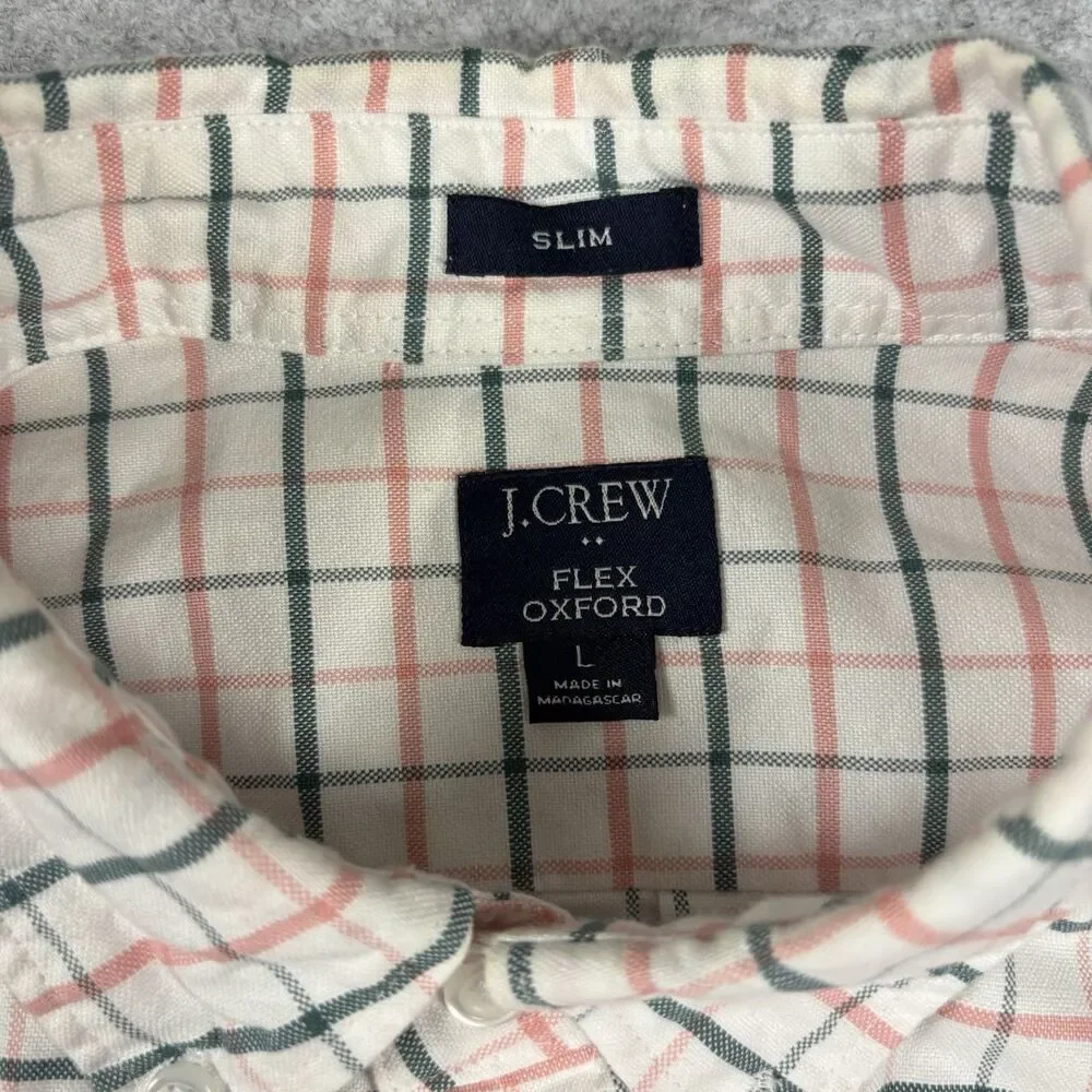 J.CREW Oxford Flex Slim Long Sleeve Button Down Striped Shirt Mens Large NWOT